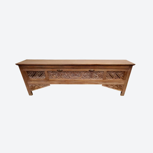 LARGE HANDCARVED PANELS TEAK ENTRANCE CONSOLE TABLE - SK- SKU 1036