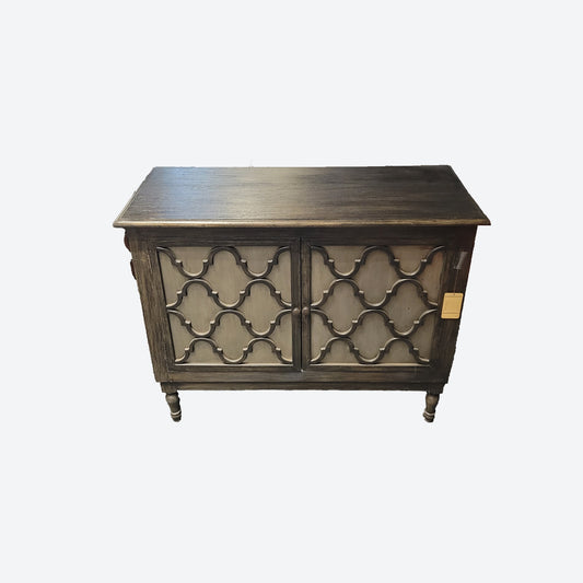 Dark Gray Center Console Table With Metal Panels  -SK - SKU 1061