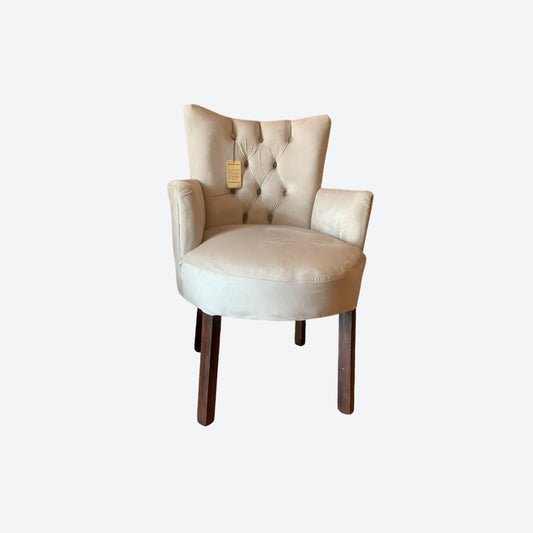 Light Gray Tufted Velvet Accent Chair  [Mesquite Wood Legs And Frame]- SK- SKU 1151